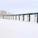 Assembled Modular Building example in winter snow.